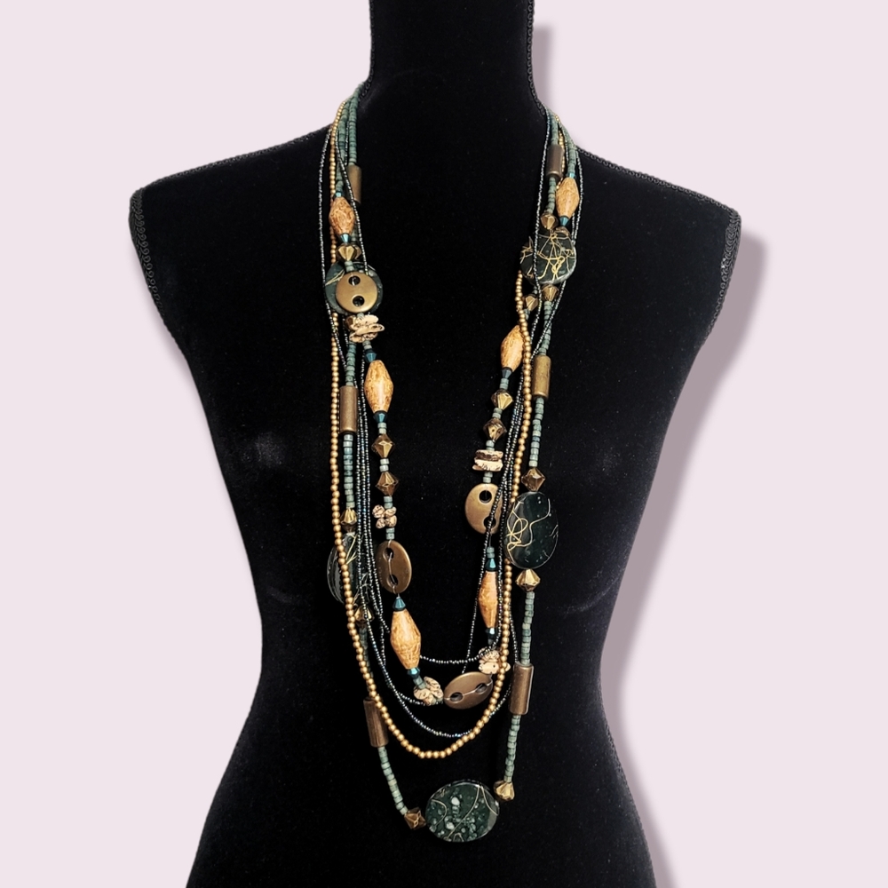 BOHO Multi String 21" Bead Statement Necklace